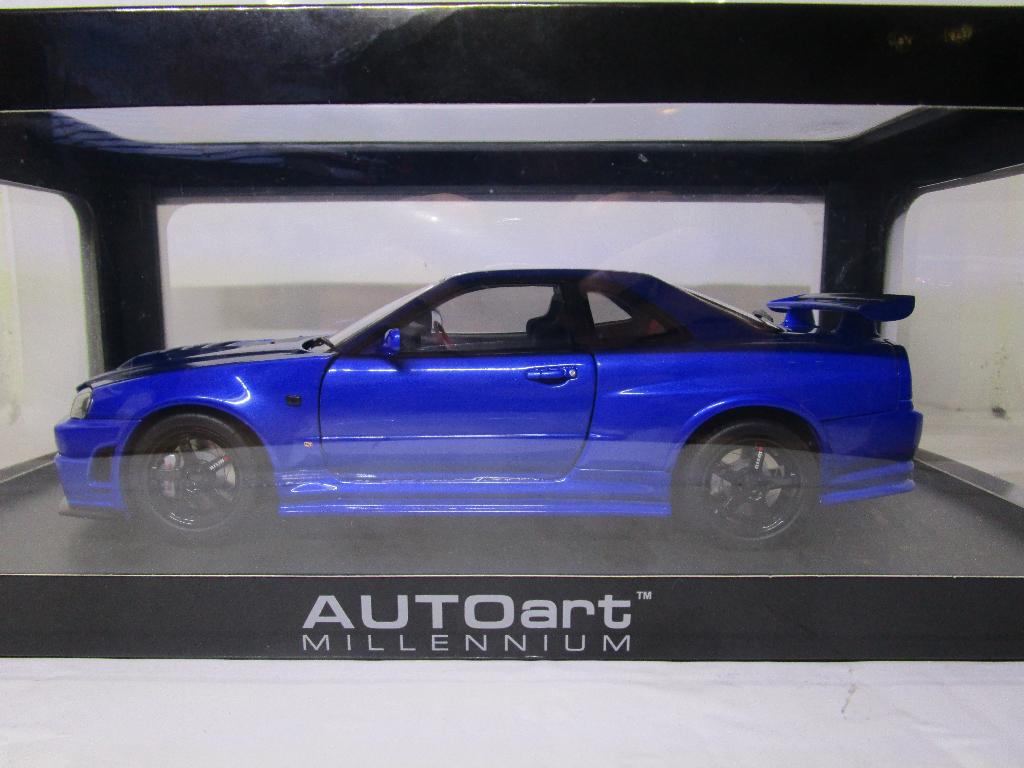 autoart 1:18 nissan r34 gt-r z-tune bayside blue, Enlèvement ou Envoi, Comme neuf, Voiture, Autoart