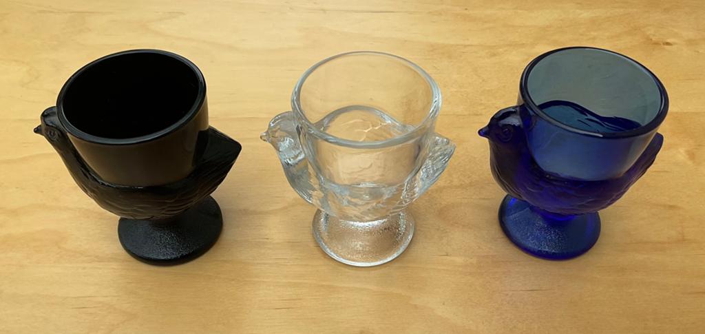 3 Coquetiers poule en verre…. Années 70, Ophalen, Zo goed als nieuw, Glas