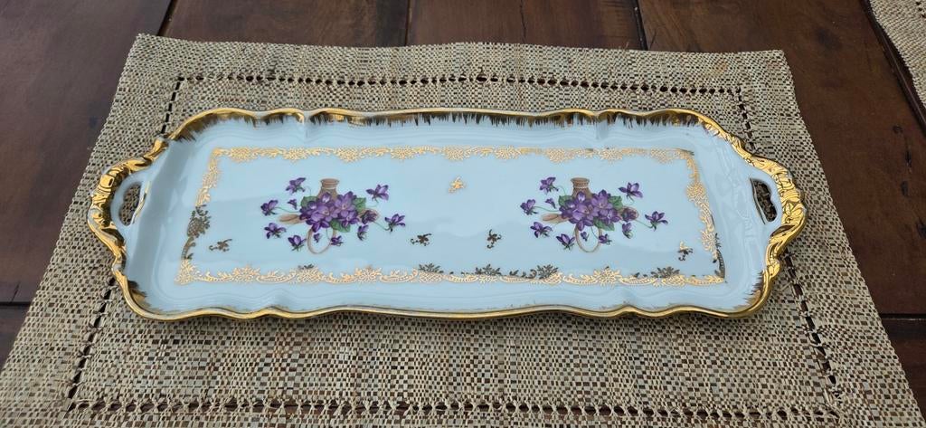 Limoges cakeschotel met paarse bloemen/moedertjesdag, Ophalen