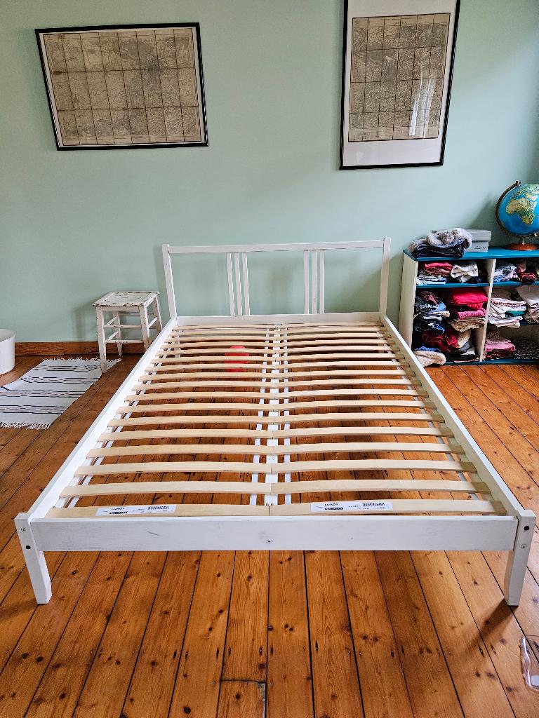 Bed 160x200, Huis en Inrichting, Slaapkamer | Bedden, Ophalen, Gebruikt, Wit, Tweepersoons