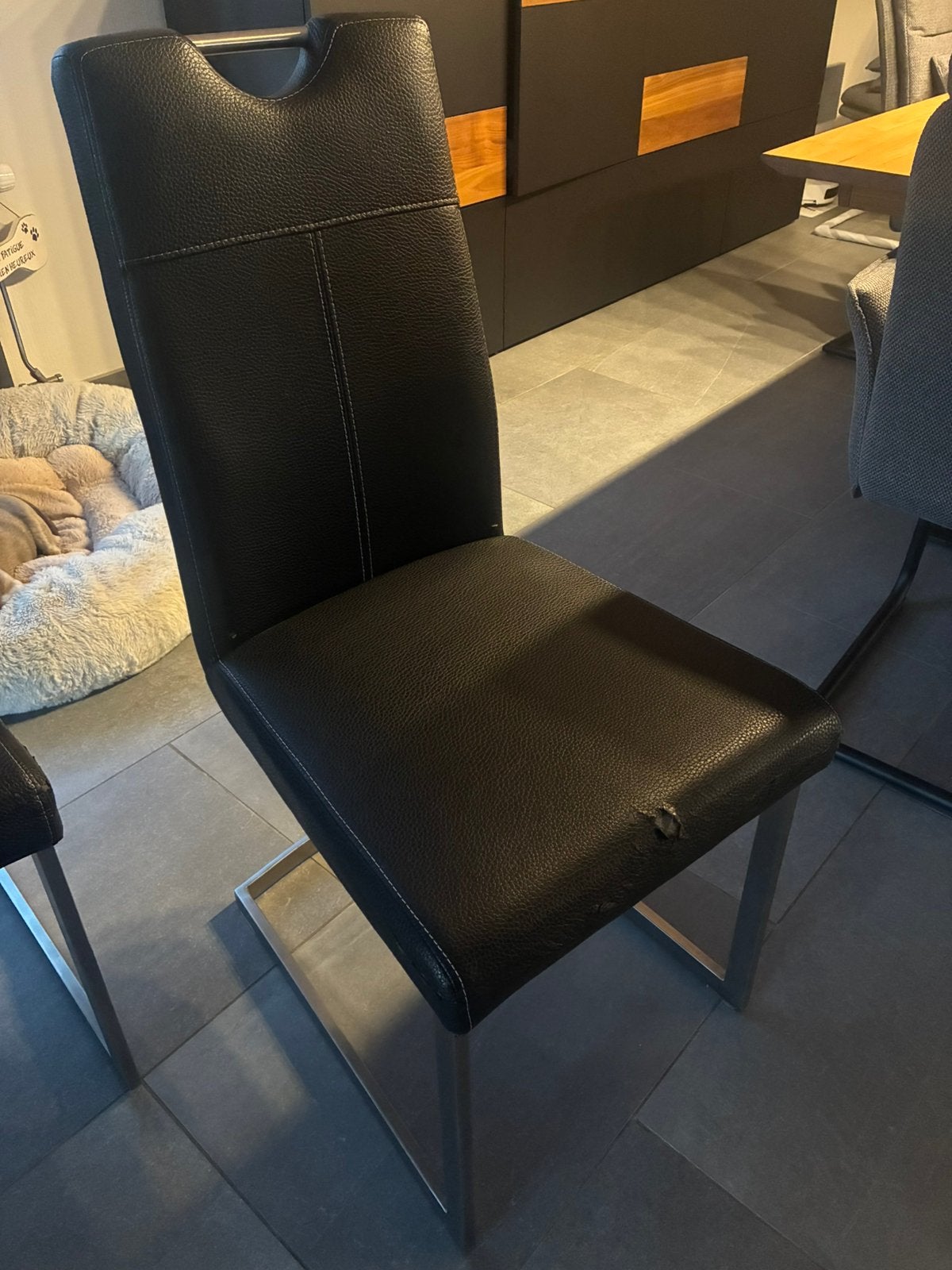 6 chaises salle à manger à recouvrir de housse, Maison & Meubles, Simili cuir de bonne qualité, Métal, Enlèvement, Noir