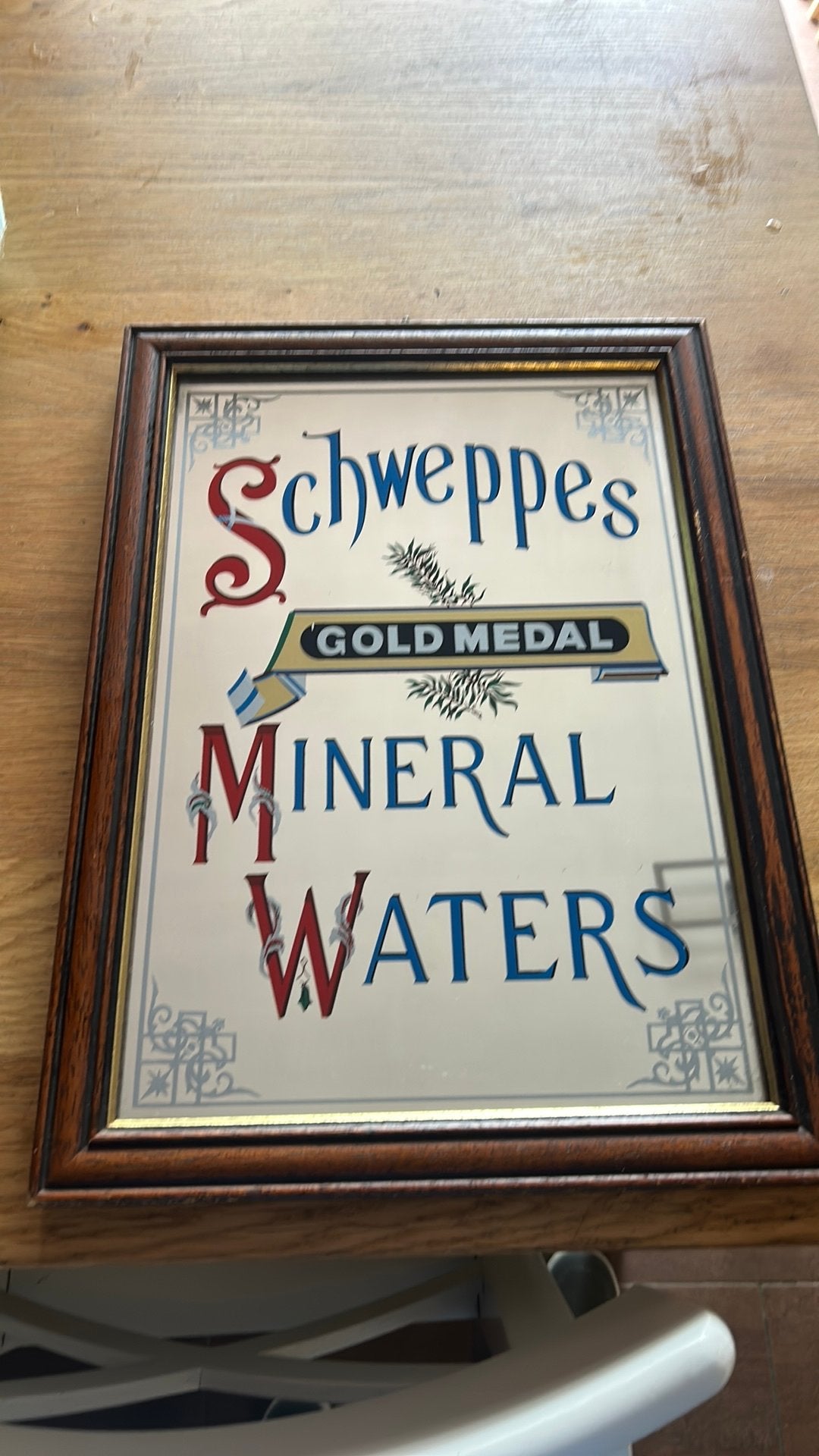 Miroir Schweppes 40x29cm, Collections, Marques & Objets publicitaires, Enlèvement ou Envoi, Utilisé, Panneau publicitaire