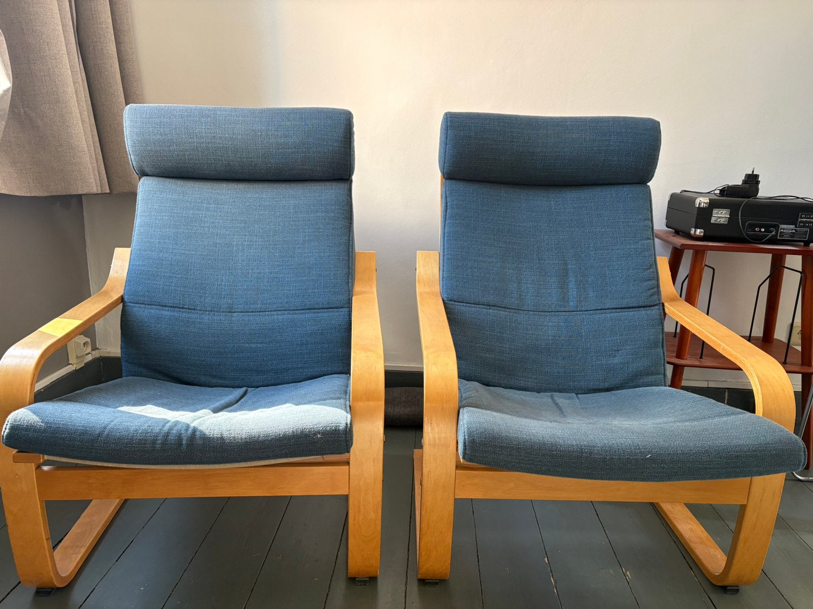 POANG 2 zetels & voetenbankje inclusief kussens IKEA, Huis en Inrichting, Fauteuils, Ophalen, Gebruikt, Hout