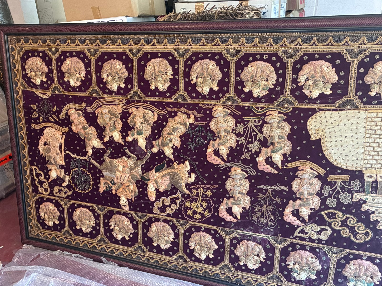 Panneau textile Birman de gràde taille, Enlèvement, Encadré, Textile