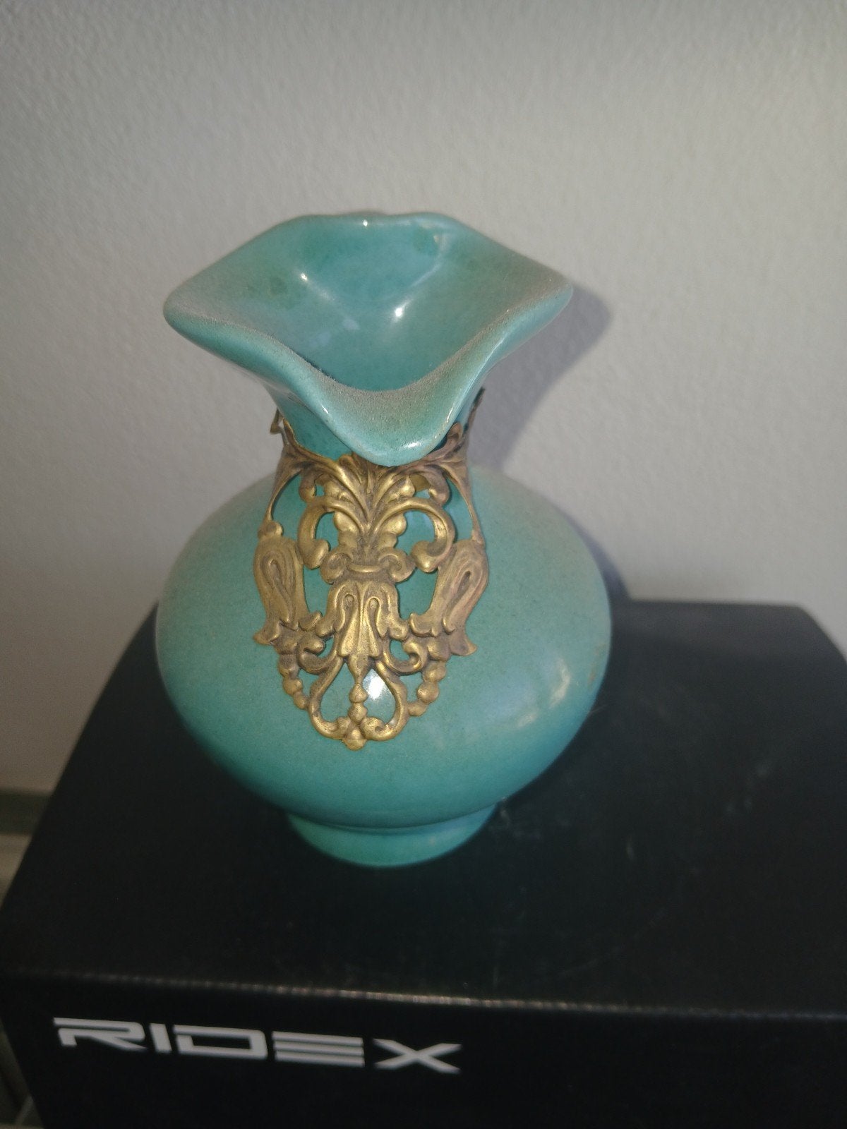 Prachtige antieke turquoise keramische vaas, Ophalen of Verzenden