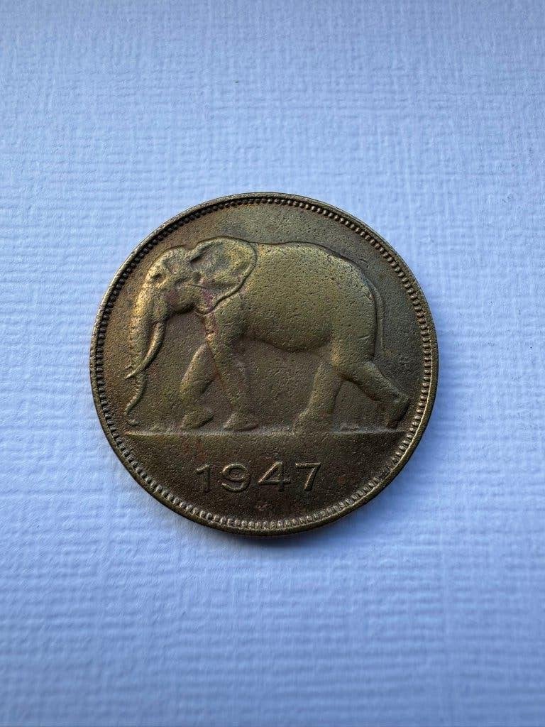 Congo belge - 5 francs 1947, Enlèvement ou Envoi, Autres pays, Monnaie en vrac