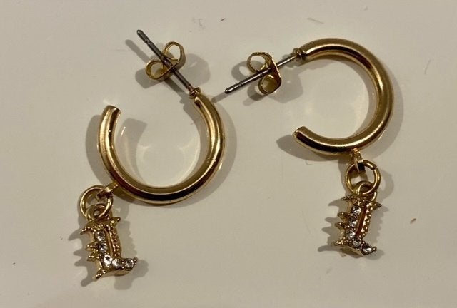 Goudkleurige oorringen met L-hanger, Ophalen of Verzenden, Nieuw, Goud, Hangers