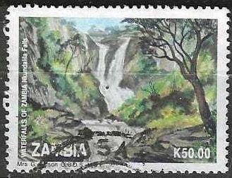 Zambia 1993 - Yvert 574 - Waterval van Nkundalila - 50k (ST), Postzegels en Munten, Postzegels | Afrika, Gestempeld, Zambia, Verzenden