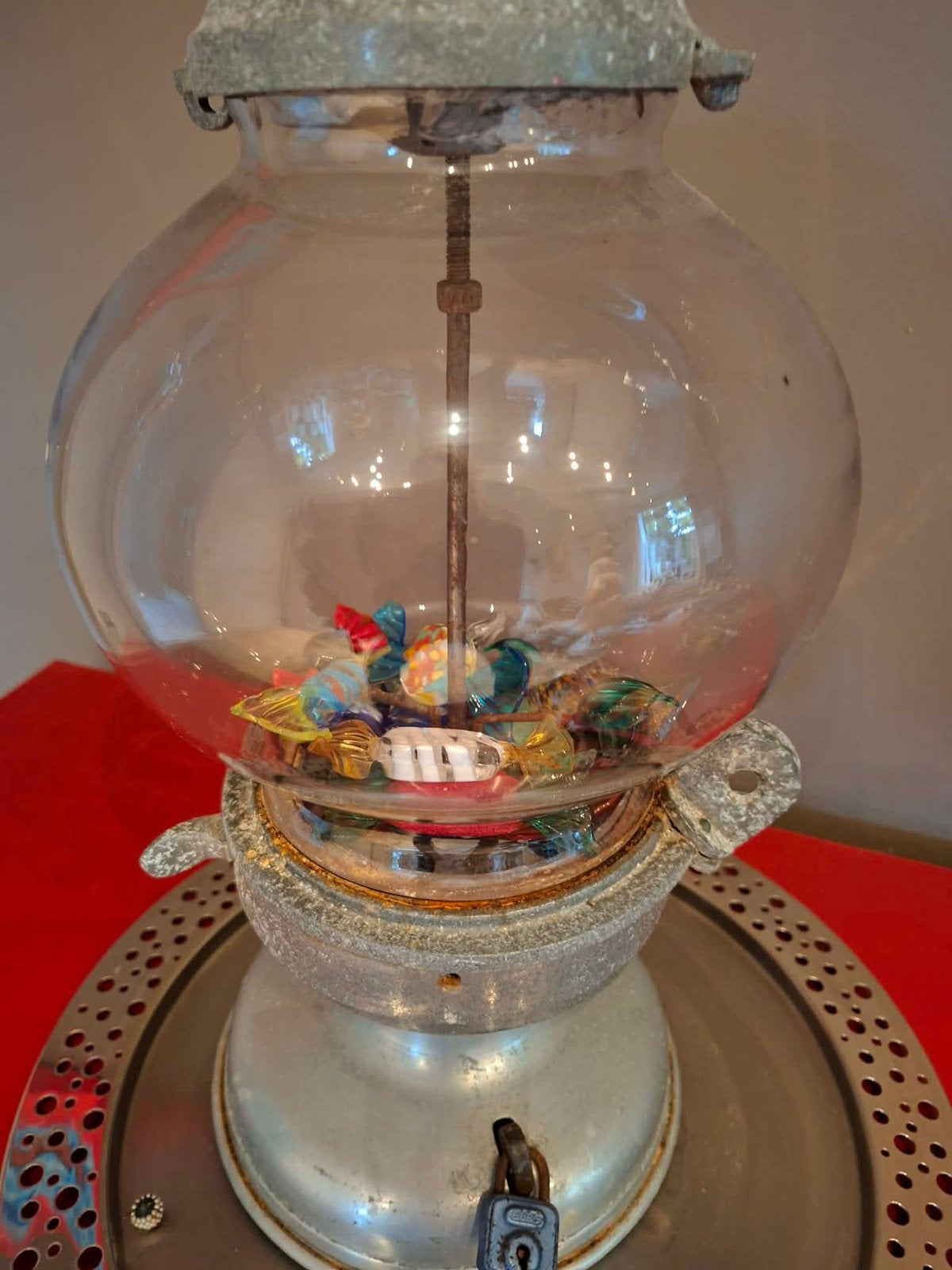 Vintage Kauwgomballenautomaat glas metaal authentiek, Ophalen of Verzenden