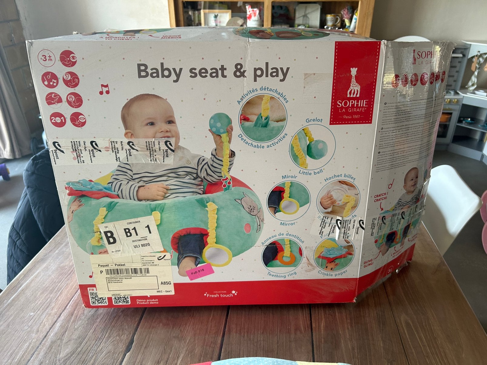 Baby zitkussen sophie de giraf, Ophalen, Gebruikt