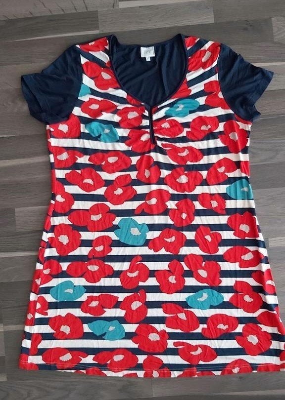 Green ICE gestreepte jurk met bloemenprint, XL, Kleding | Dames, Jurken, Blauw, Maat 46/48 (XL) of groter, Ophalen of Verzenden