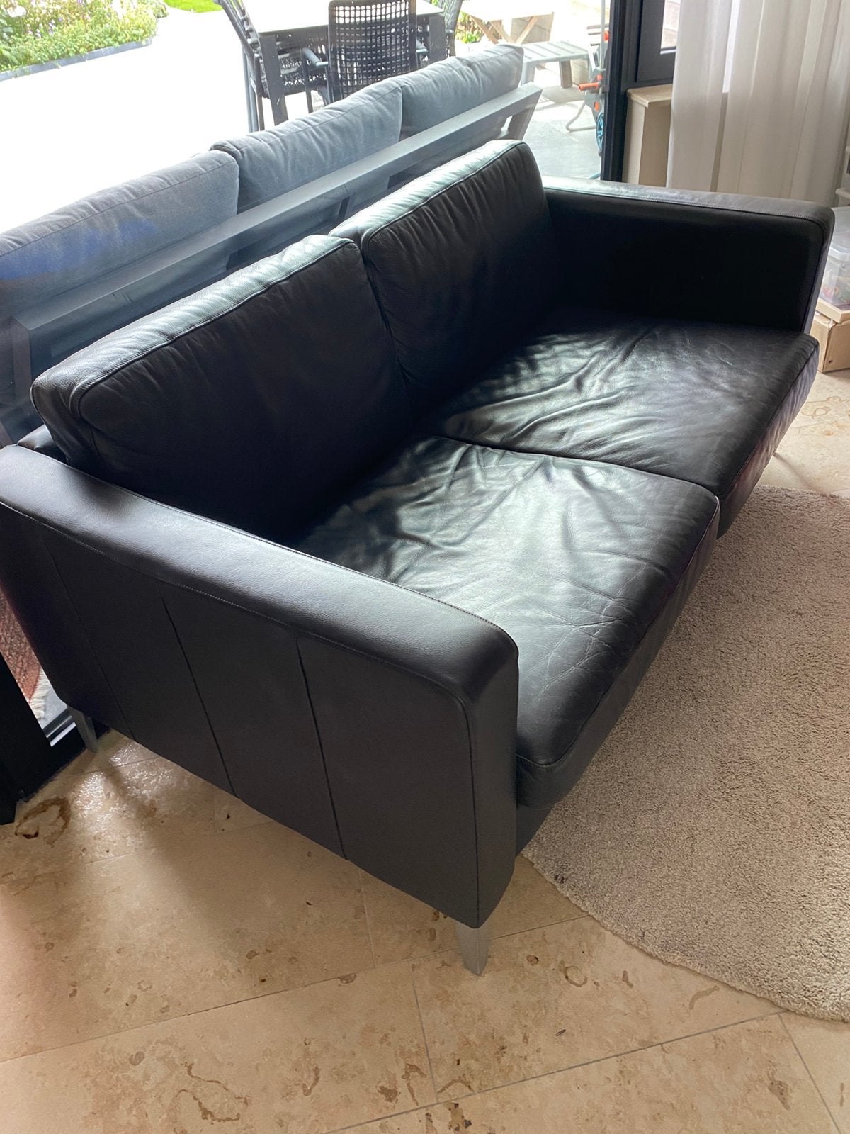 2 zit zetel leder, Karlstad Ikea, Huis en Inrichting, Ophalen, Zo goed als nieuw