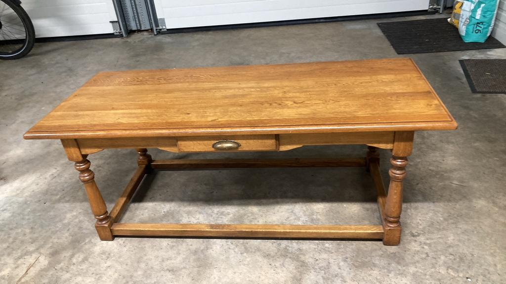 Eiken salontafel, Ophalen, Gebruikt, 100 tot 150 cm, 50 tot 75 cm