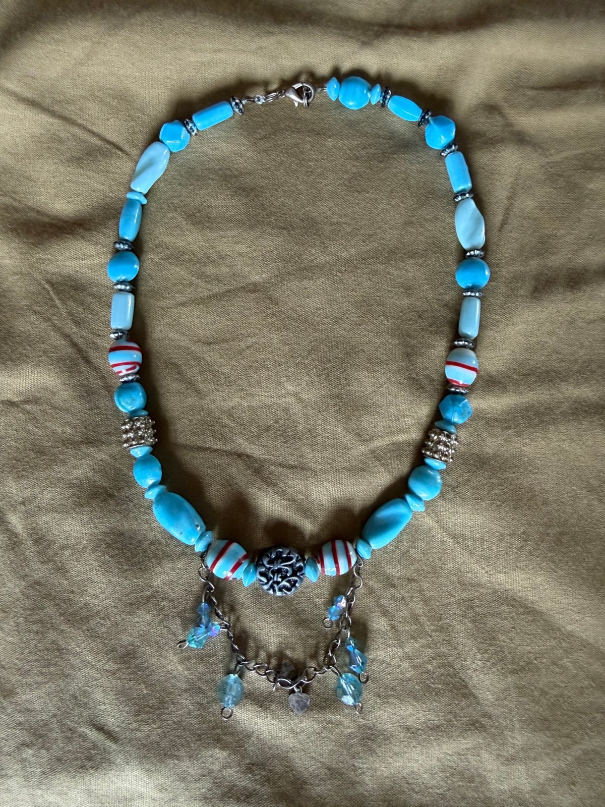 Ketting 42cm, Bijoux, Sacs & Beauté, Enlèvement ou Envoi, Utilisé, Bleu