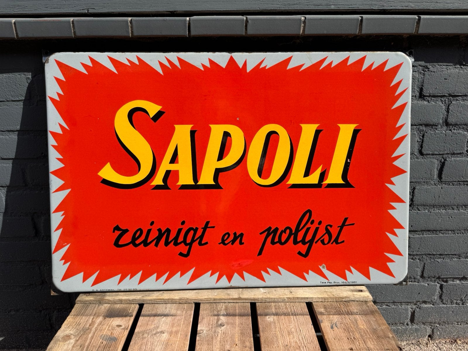 Panneau d'affichage émaillé SAPOLI, Enlèvement ou Envoi, Utilisé, Panneau publicitaire