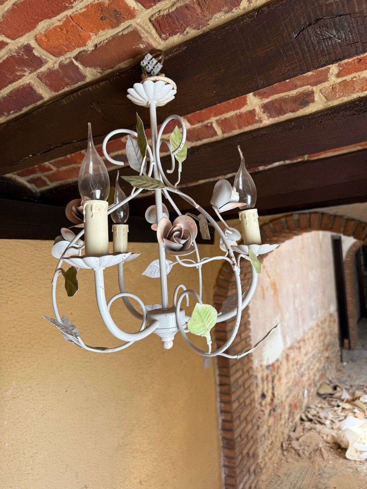 Lustre vintage en métal – 3 lumières, Ophalen, Gebruikt, Metaal
