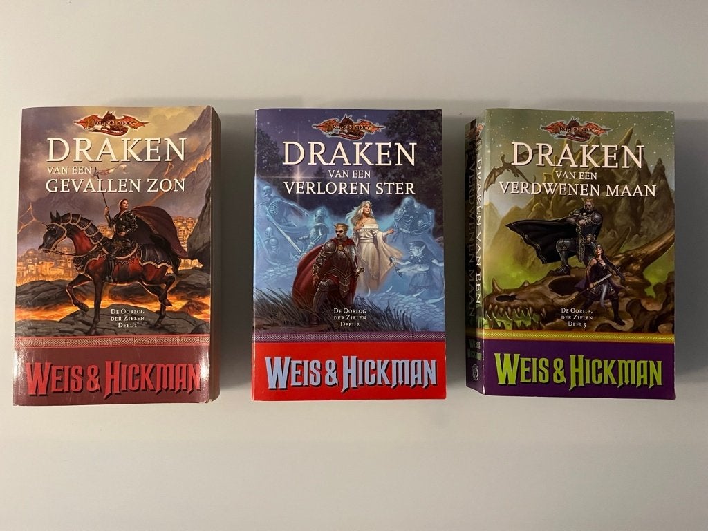 Dragonlance De Oorlog der Zielen 1-3 - complete trilogie, Boeken, Ophalen of Verzenden, Gelezen, Margaret Weis & Tracy Hickman
