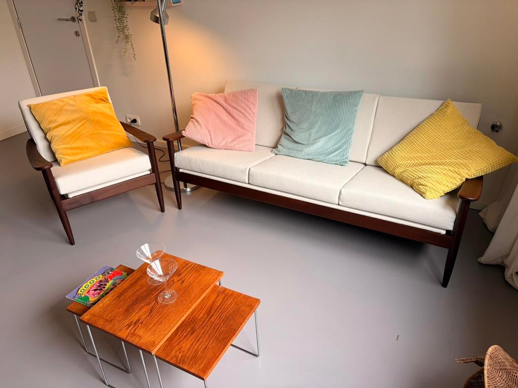 Vintage Scandinavische zetels 3 + 1-zit, Ophalen, Vintage Scandinavisch jaren '60., 150 tot 200 cm, 75 tot 100 cm