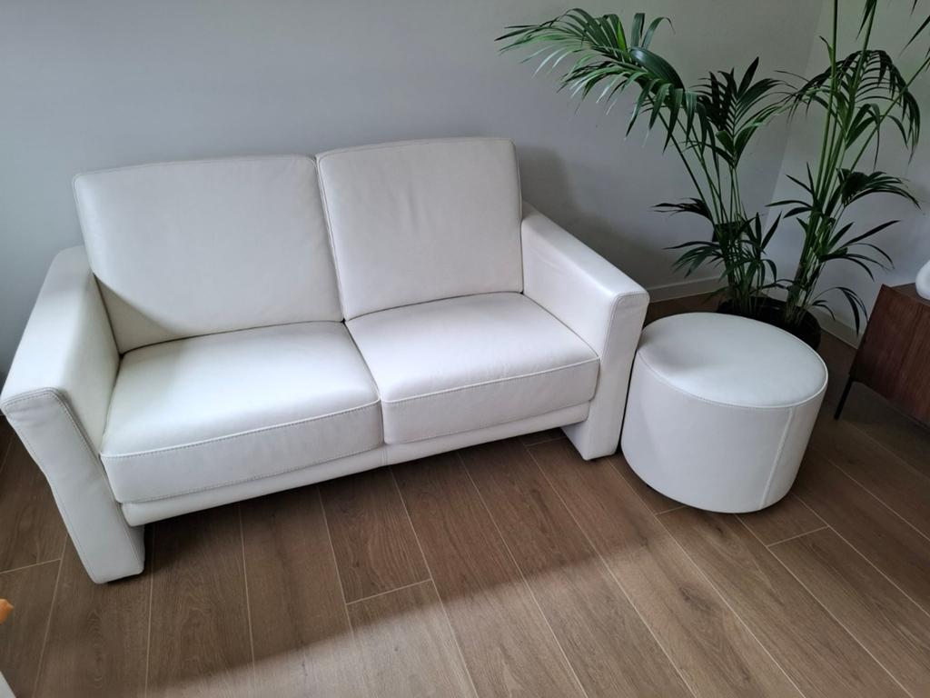 Lederen salon met relax functie, Huis en Inrichting, Ophalen, Driepersoons, Leer, Zo goed als nieuw