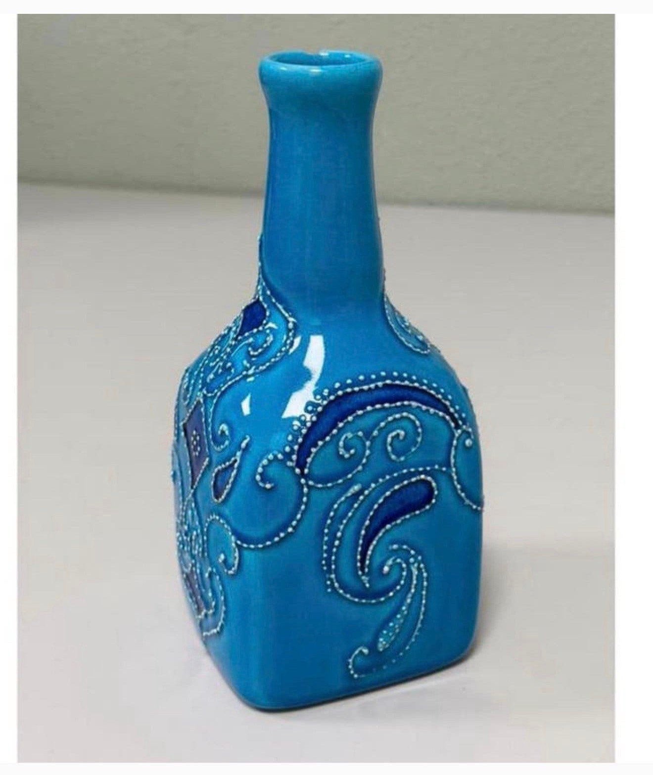 Vase à fleurs vintage - bleu - vase d'environ 20 cm de haut, Enlèvement ou Envoi