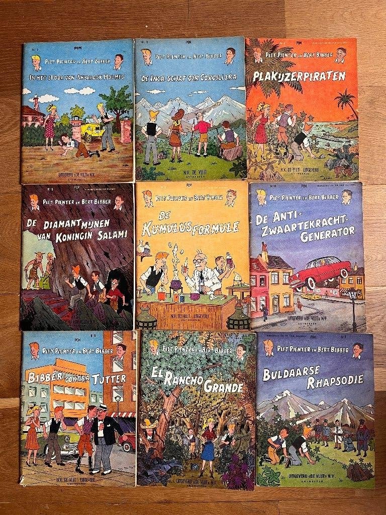 9 vroege drukken van Piet Pienter en Bert Bibber strip, Meerdere stripboeken, Ophalen of Verzenden, POM