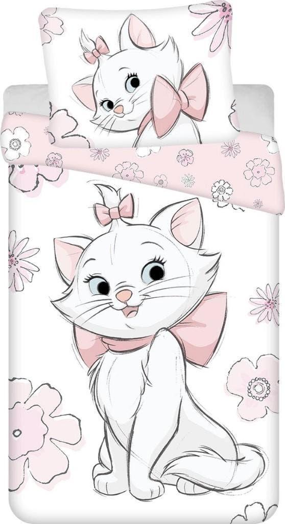 Marie Cat Dekbedovertrek 140 x 200 cm - Flowers - Katoen, Meisje, Wit, Dekbedovertrek, Nieuw