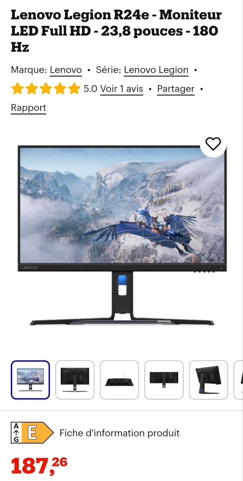 Écran Gaming Lenovo Légion R24e, Enlèvement, Gaming