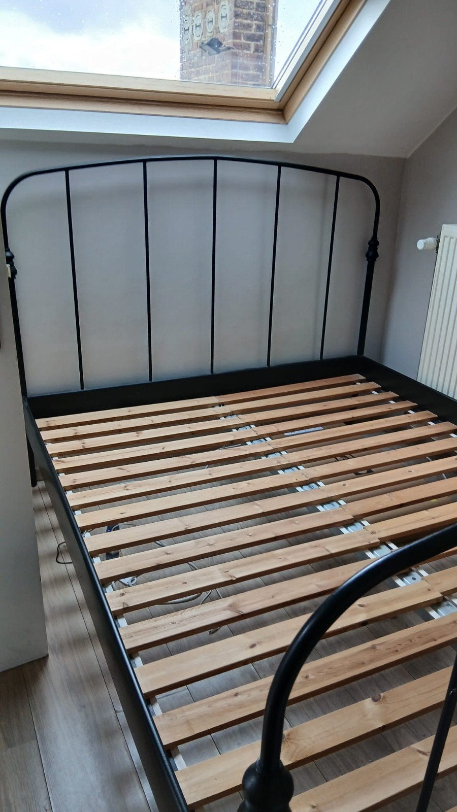Tweepersoonsbed Lillesand 160x200cm zwart Ikea metallic, Ophalen, Zwart
