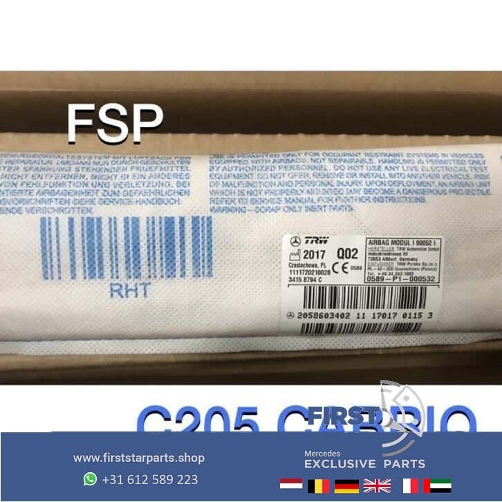 C205 Cabrio deur airbag Mercedes C Klasse Cabrio 2014-2019 R, Utilisé, -, -, Enlèvement ou Envoi