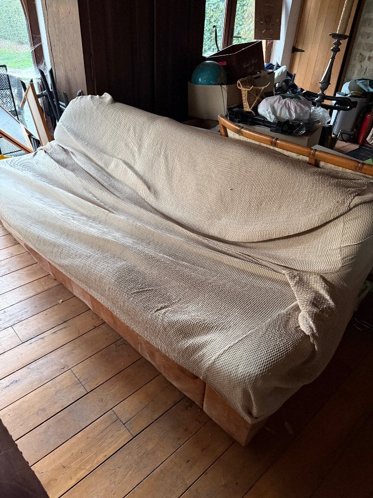 Gratis af te halen: Oude leren zetels, Huis en Inrichting, Zetels | Zetels, Ophalen, Gebruikt, 100 tot 125 cm, Vintage