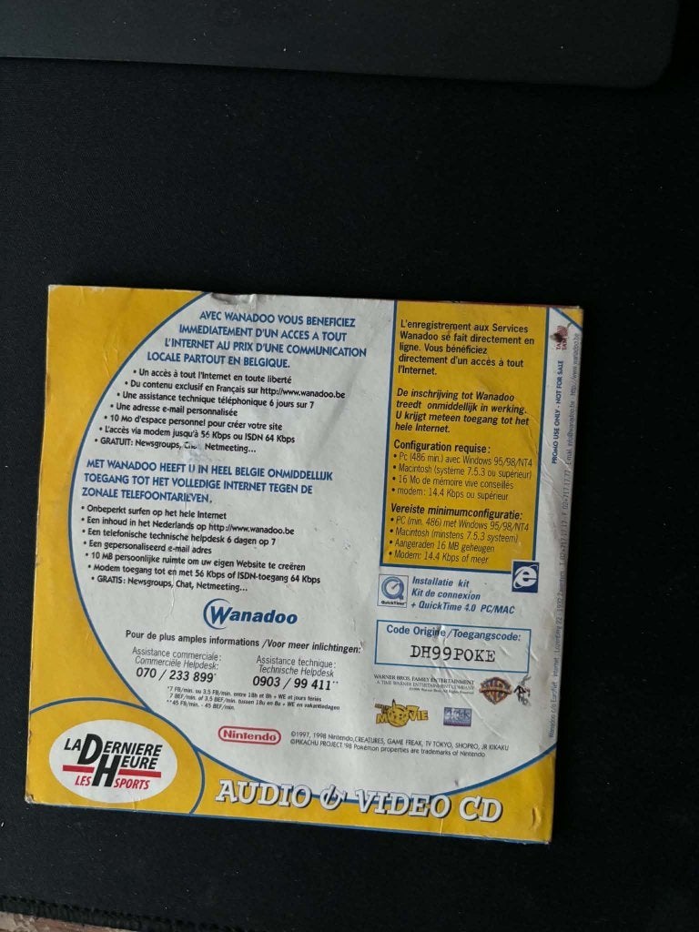 Pokémon, le premier film - CD promo rare - Wanadoo Belgium, Enlèvement ou Envoi, Tous les âges, Néerlandais, Néerlandais