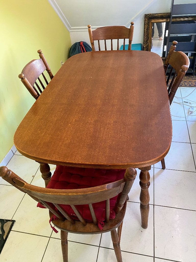 eettafel met vier stoelen, Huis en Inrichting, Tafels | Eettafels, Ophalen, Gebruikt, 100 tot 150 cm, Vierkant