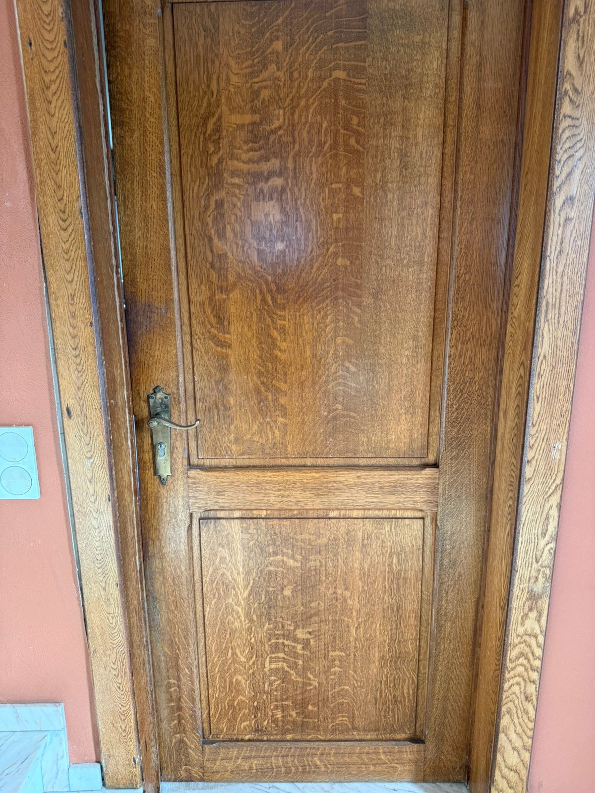 Massief Eiken Dichte Binnendeur / Paneeldeur met Kozijn, Doe-het-zelf en Bouw, Ophalen, Gebruikt