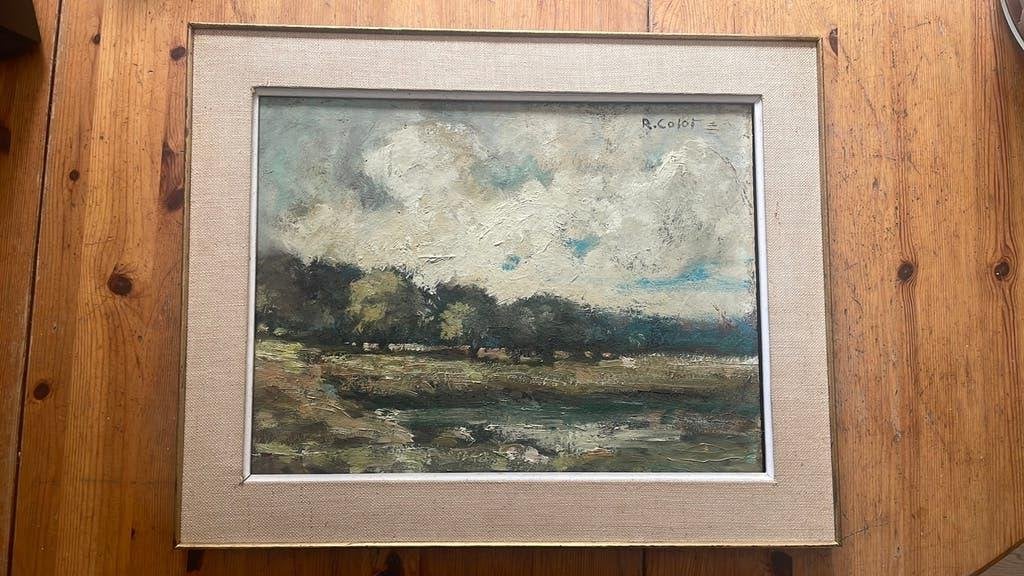 Huile sur bois , peinture de Robert Colot, Ophalen, Paneel, Landschap, Olieverf