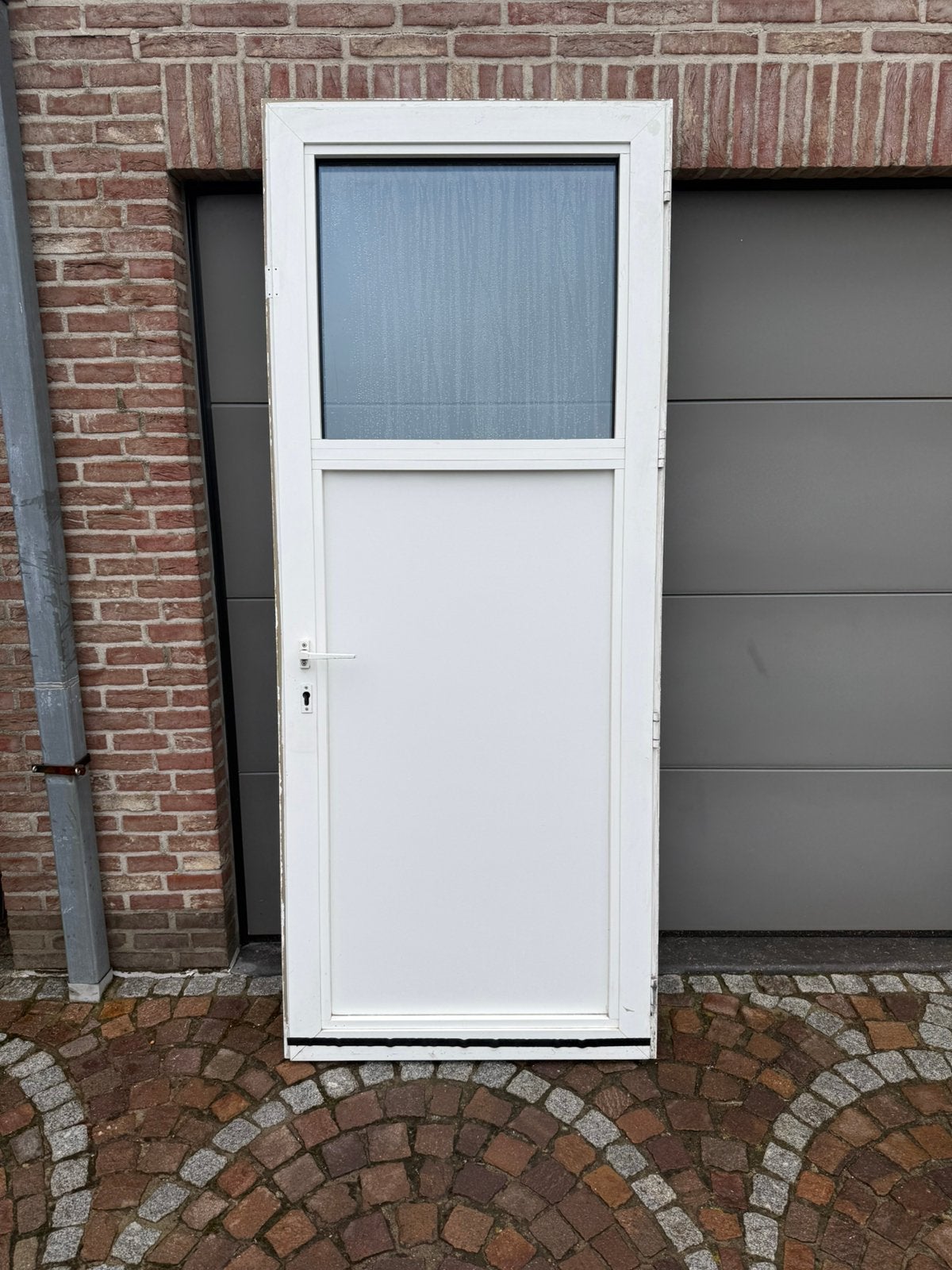 Porte en aluminium blanc avec double vitrage, Bricolage & Construction, Châssis & Portes coulissantes, Enlèvement, Comme neuf
