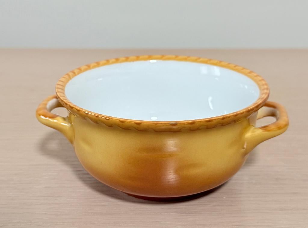 Set van 4 vintage Schönwald soepkommen / Okergeel / Jaren 70, Ophalen of Verzenden, Zo goed als nieuw, Porselein, Bord of Schaal
