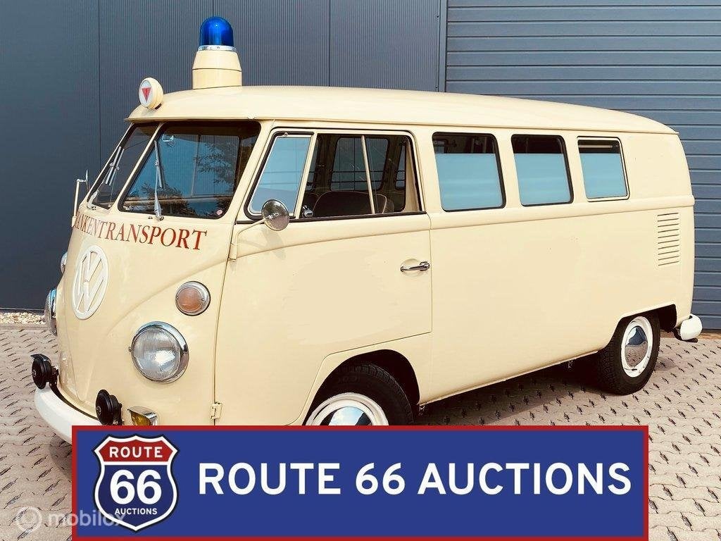 Volkswagen T1 Ambulance | 1966 | Route 66 Auctions, Auto's, Oldtimers, Volkswagen, Zwart, Bedrijf, Handgeschakeld