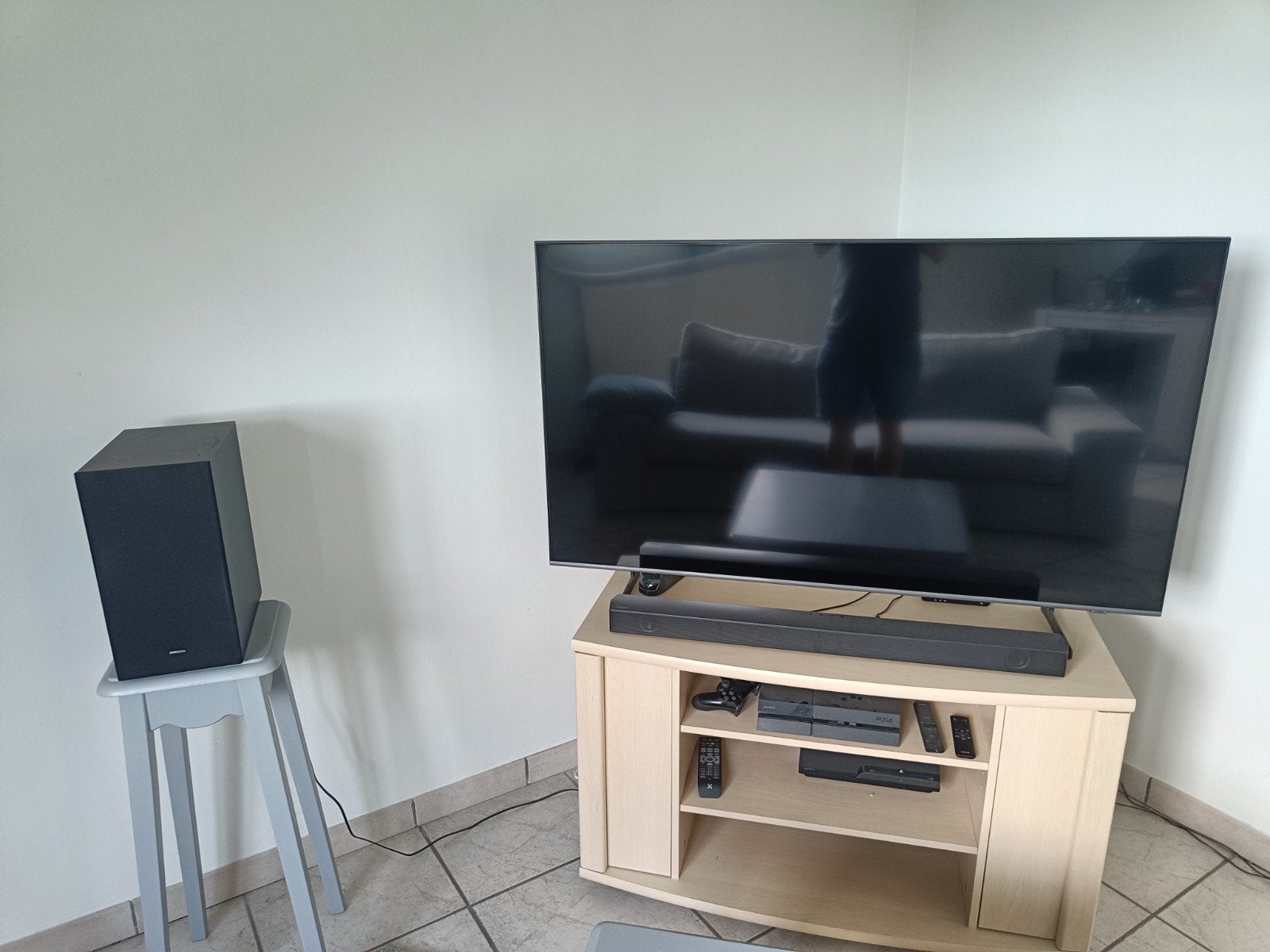 samsung TV qled 55 inch inclusief soundbar en subwoofer, Huis en Inrichting, Ophalen