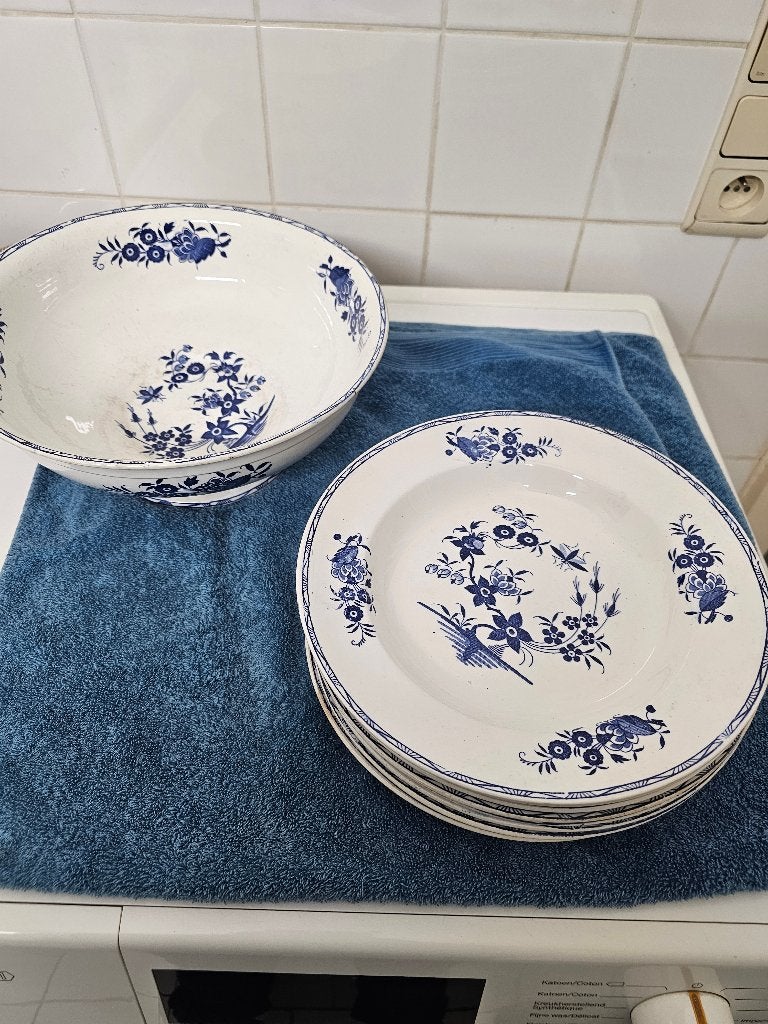 8 SUPERBES ASSIETTES + SA SOUPIERE, Maison & Meubles, Enlèvement, Utilisé, Assiettes(s)