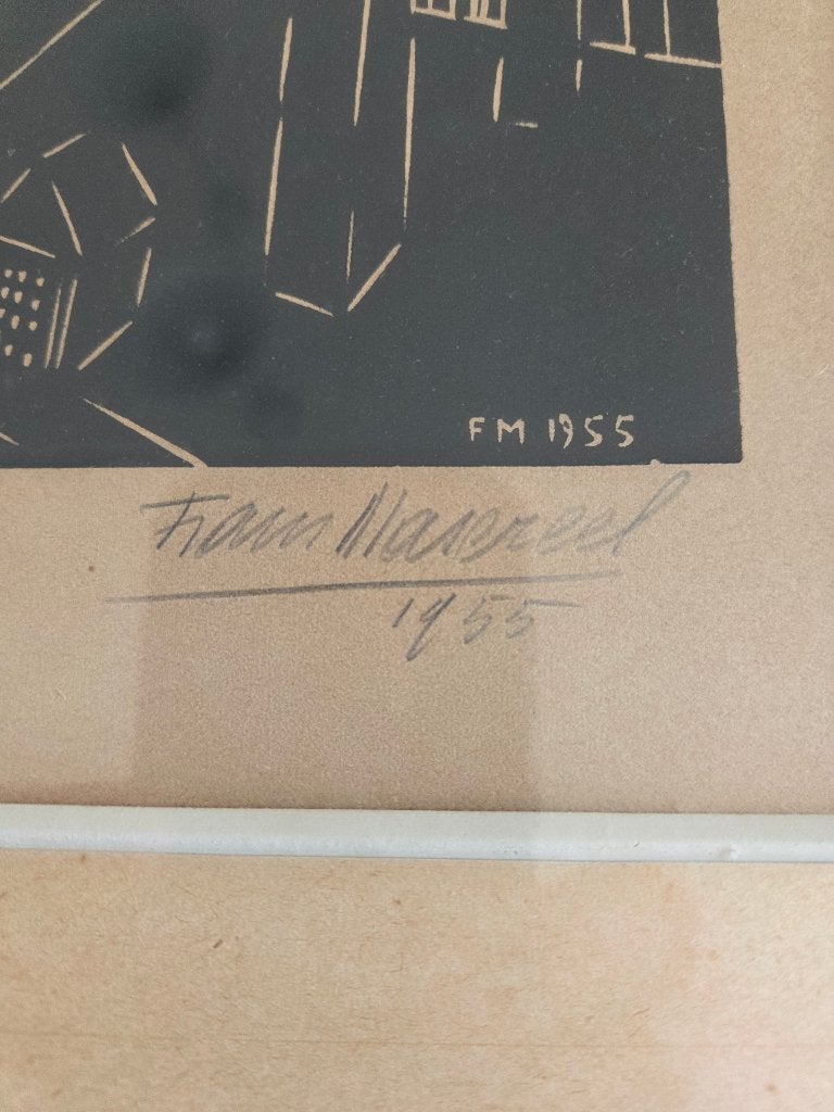 gravure door Frans Masereel, huis Osterrieth, Antwerpen 1955, Antiquités & Art, Autres techniques, Enlèvement, Encadré, Réaliste