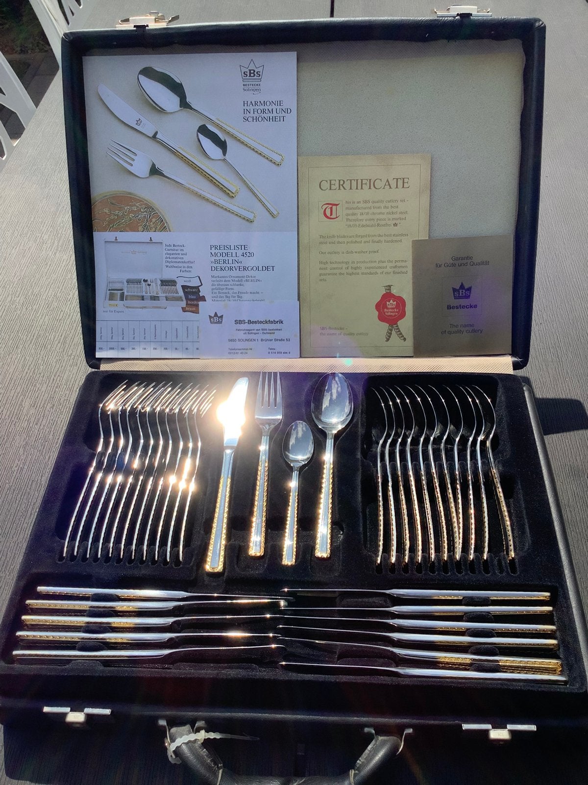 Bestekkoffer SBS Solingen, Enlèvement, Autres marques, Autres types, Inox ou Chrome