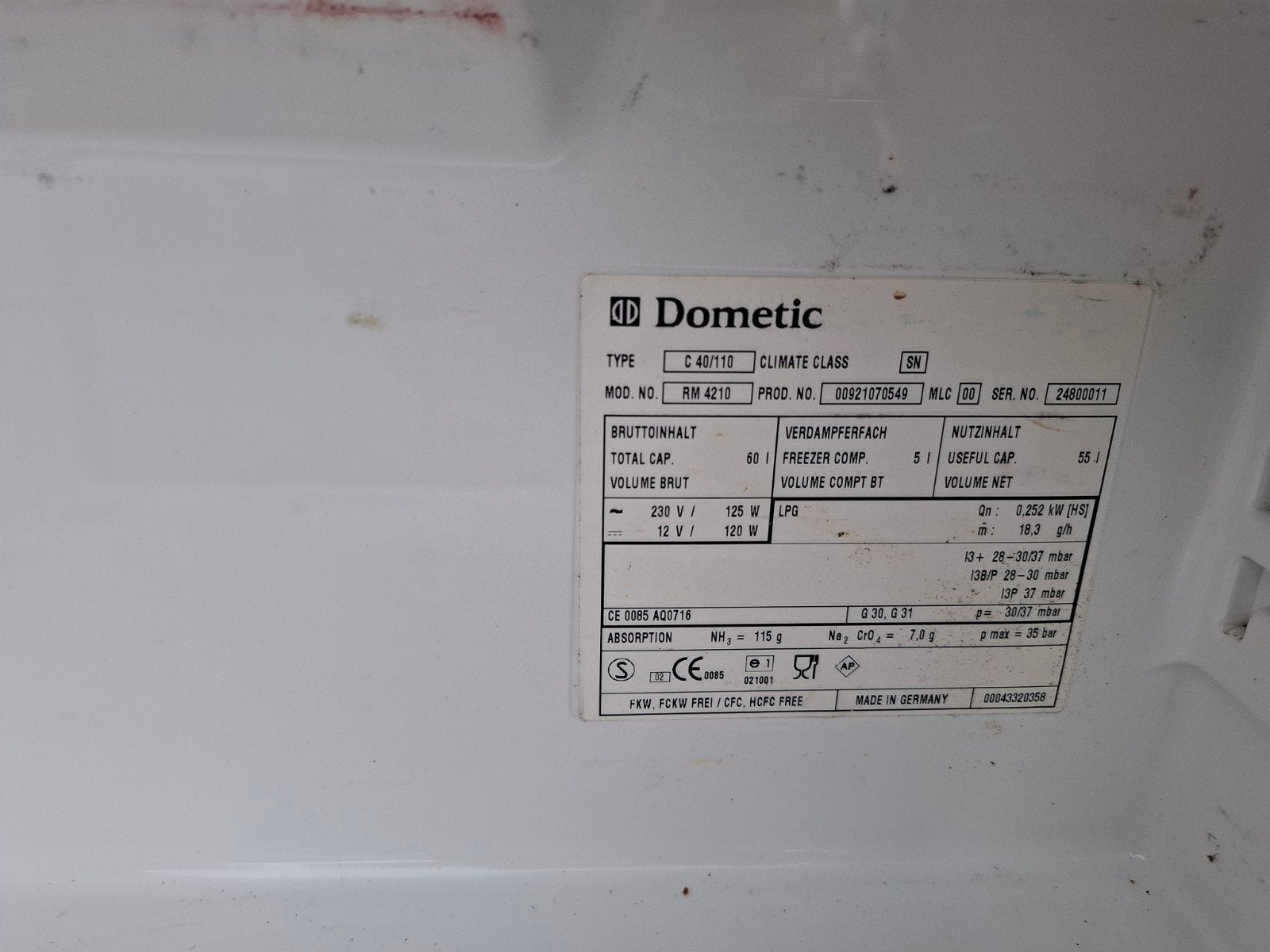 koelkast dometic rm 4210, Ophalen, Gebruikt