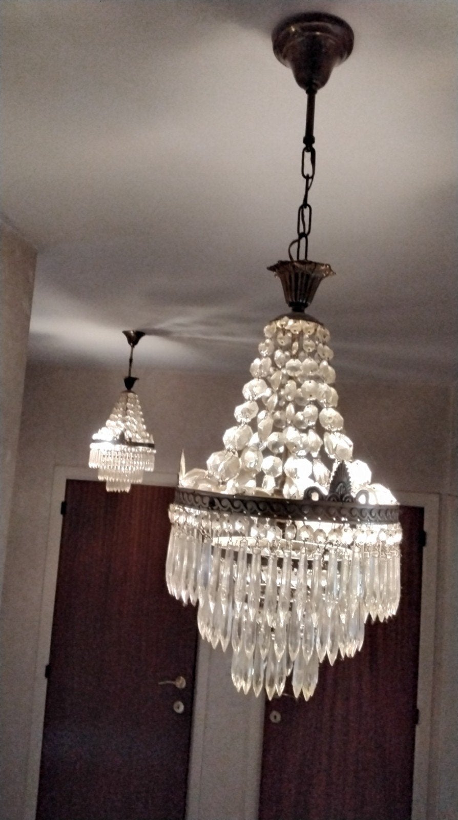 2 lustres en strass, Maison & Meubles, Enlèvement, Utilisé, Verre