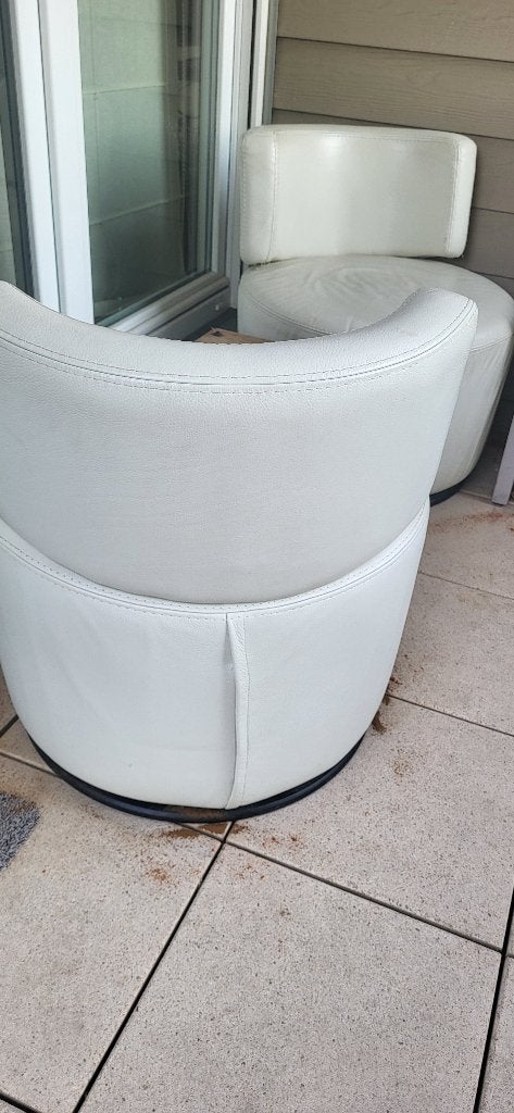 Fauteuils pivotants 360 en cuir beige Design & Confort, Moins de 75 cm, Enlèvement, Utilisé, 50 à 75 cm