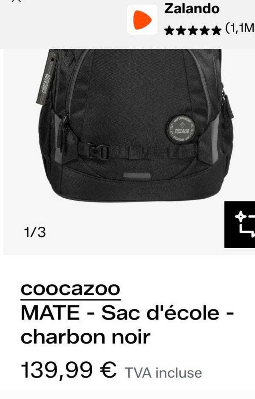 Sac coocazoo charbon noir, Enlèvement ou Envoi, Utilisé, Noir, Autres marques