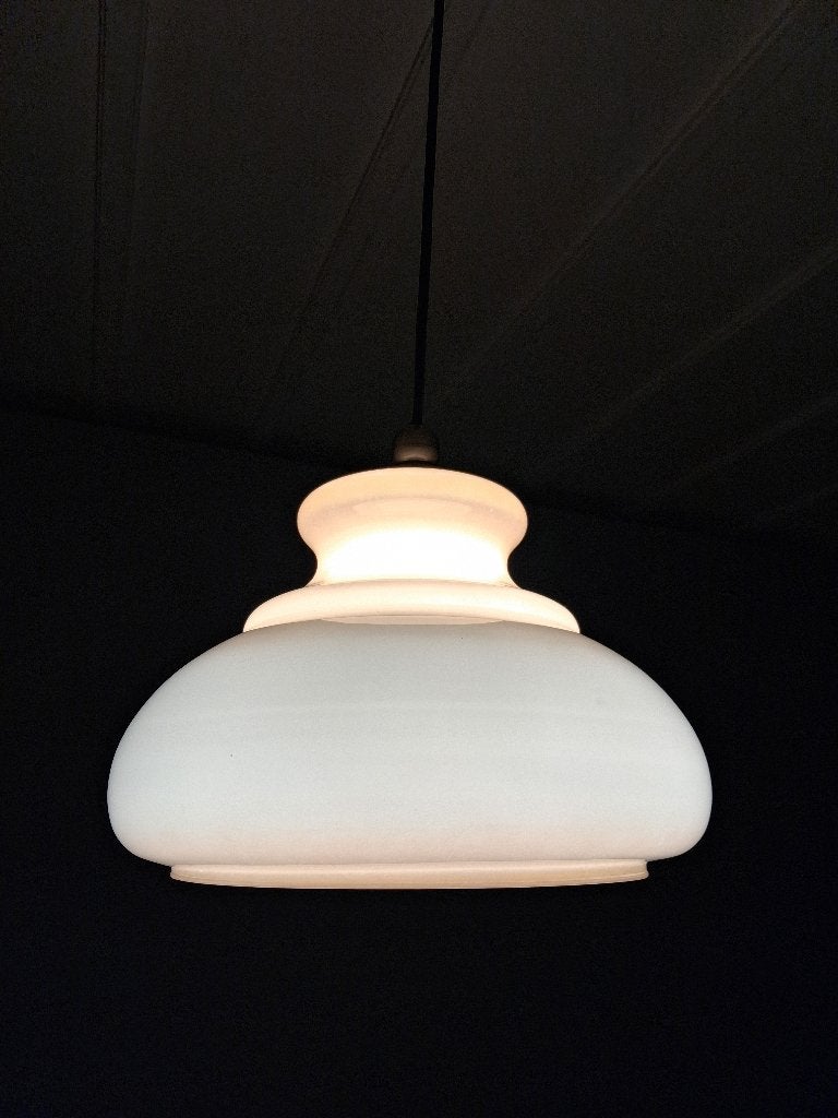 Vintage Opaline Glazen Hanglamp, Jaren 70, Maison & Meubles, Lampes | Plafonniers, Vintage, Verre, Enlèvement, 30 cm