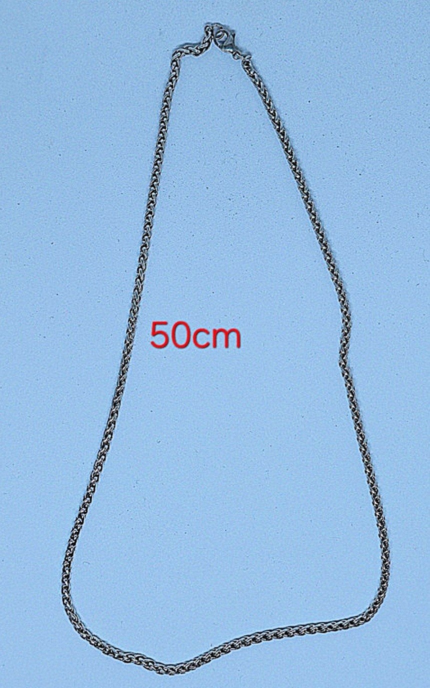 Zilverkleurige stalen ketting voor dames en heren 50cm, Bijoux, Sacs & Beauté, Colliers, Enlèvement ou Envoi, Neuf, Argent