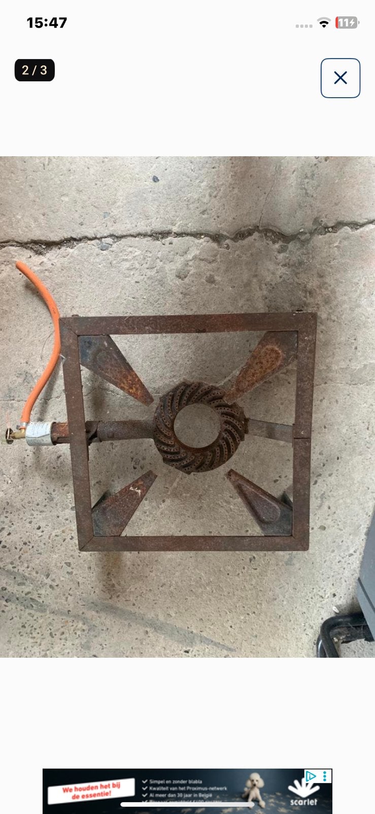 Gasbrander/kooktoestel, Ophalen