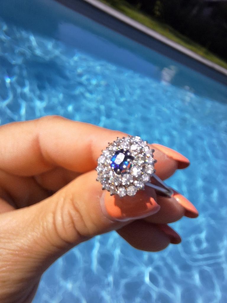 ️ Bague Saphir et diamants Or blanc 18 carats ️, Bijoux, Sacs & Beauté, Bleu, Or