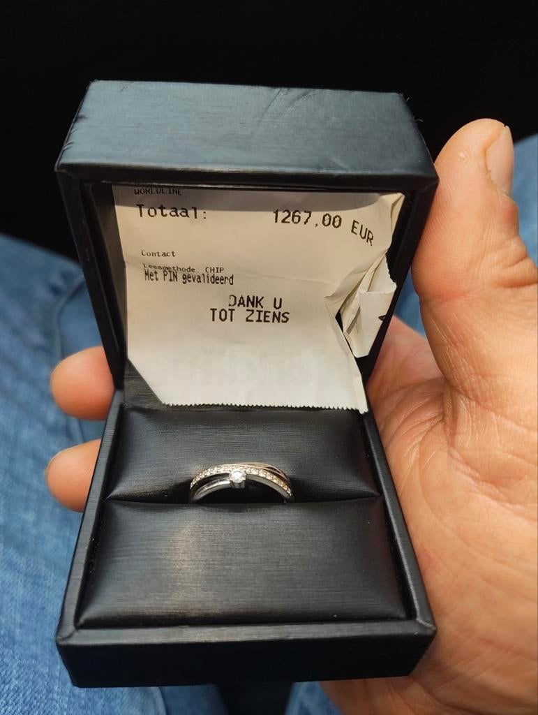 Bague argentée avec diamant, Enlèvement, Comme neuf, Argent, Femme